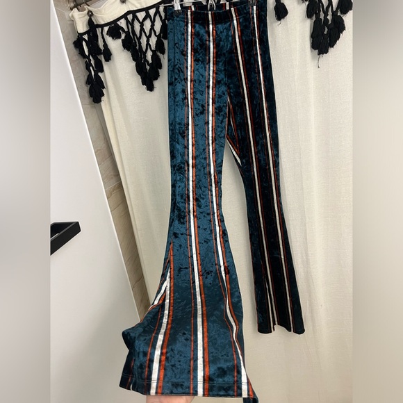 TOPSHOP velvet striped bell bottoms US 4/S - Picture 2 of 4